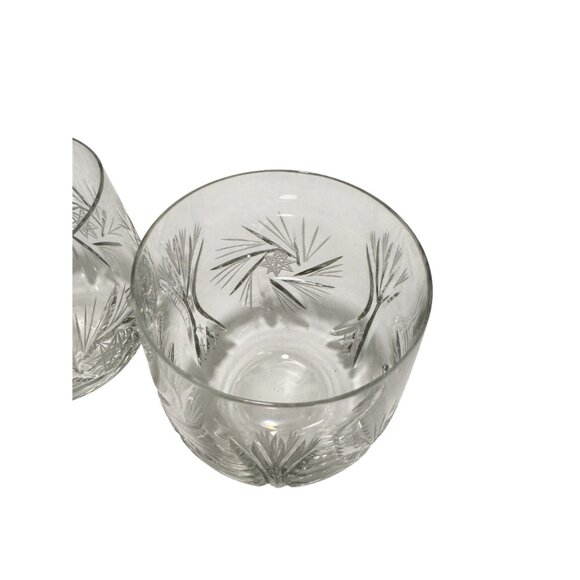 Vintage Crystal Stemless Wine Drinking Glasses Pinwheel Star of David Set of 3 - Picture 4 of 6